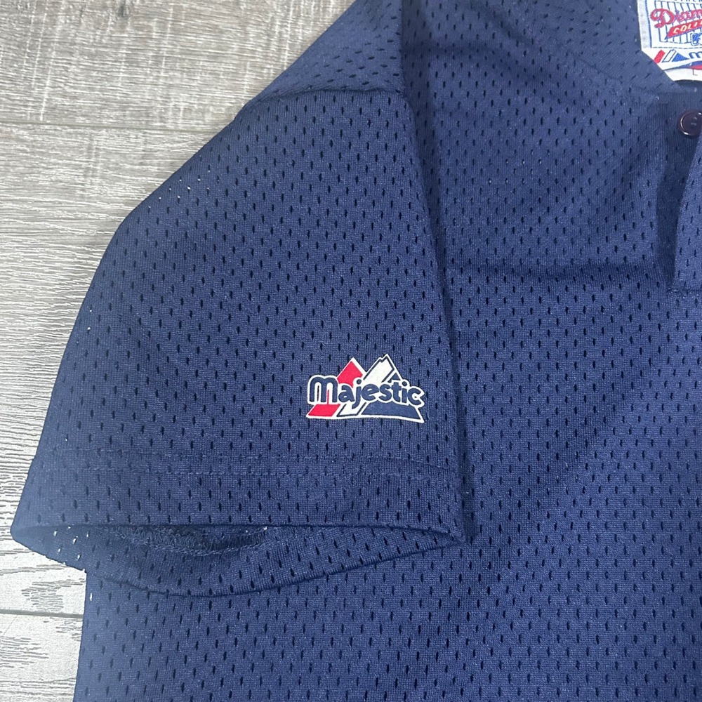 Majestic Cleveland Indians Baseball Jersey Chief Wahoo Embroidered Navy Blue L - Picture 4 of 9